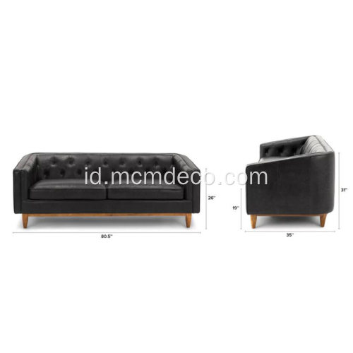 Sofa Kulit Hitam Alcott Oxford